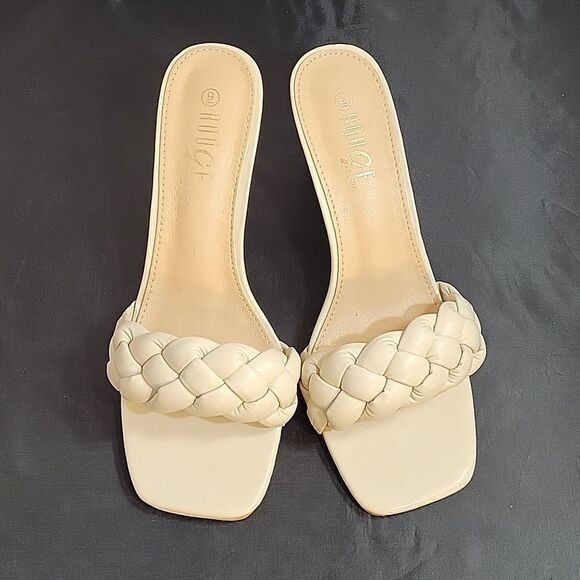BRAND NEW ROUGE HELUIM SQUARE TOE BRAIDED FAUX LEATHER SLIP-ON QUILTED SANDAL - Picture 3 of 13